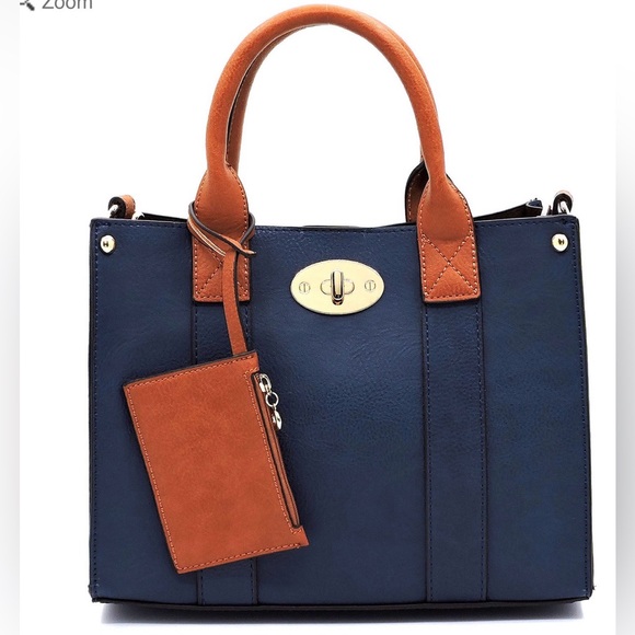 Handbags - BOX SATCHEL 2 IN ONE BAG NAVY NWT